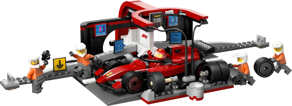 LEGO 60443 F1 Pit Stop & Pit Crew with Ferrari Car